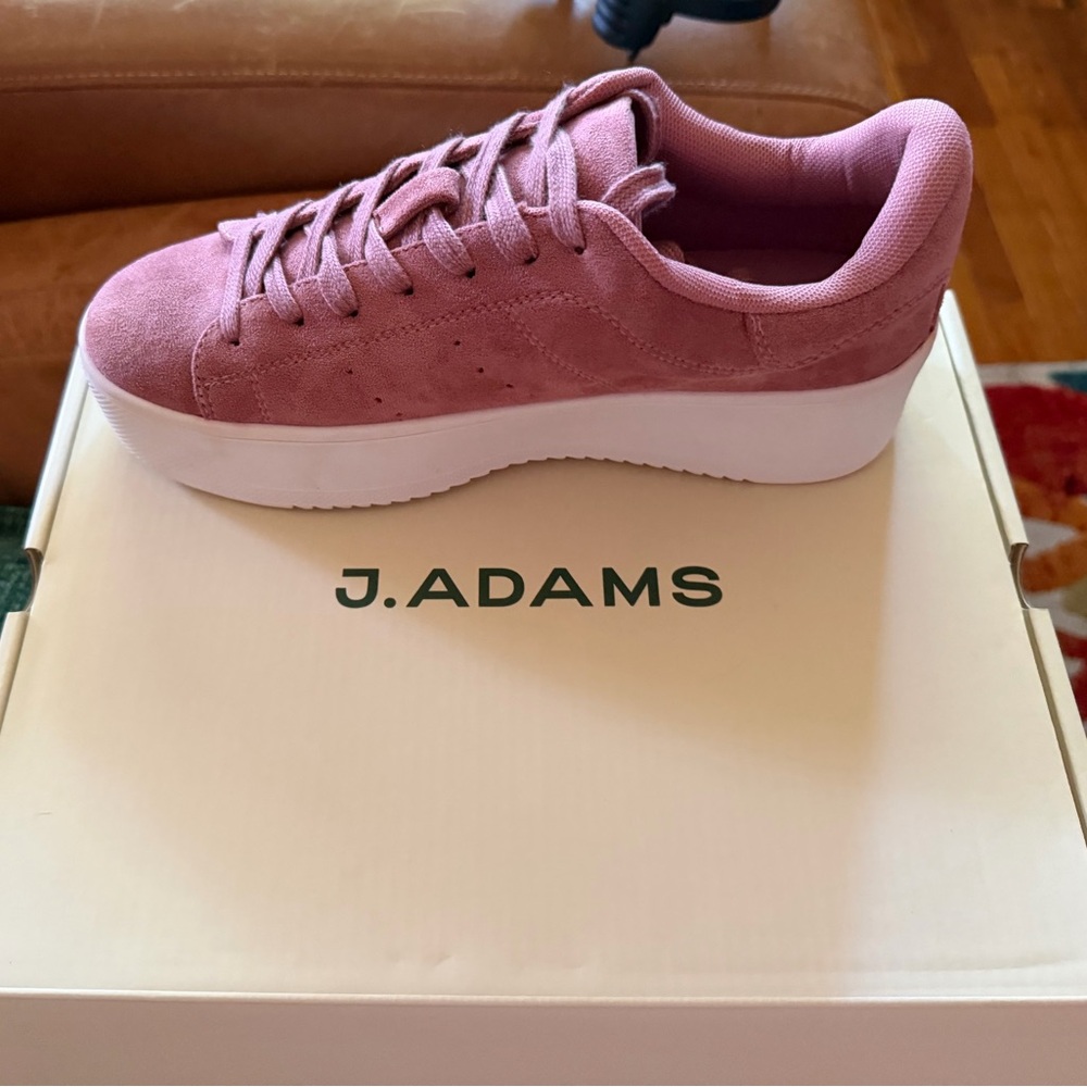 J. Adams Women's Dusty Rose Suede Platform Sneaker